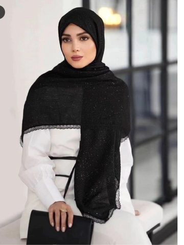 روسری پلیسه شاین دار دور دانتل